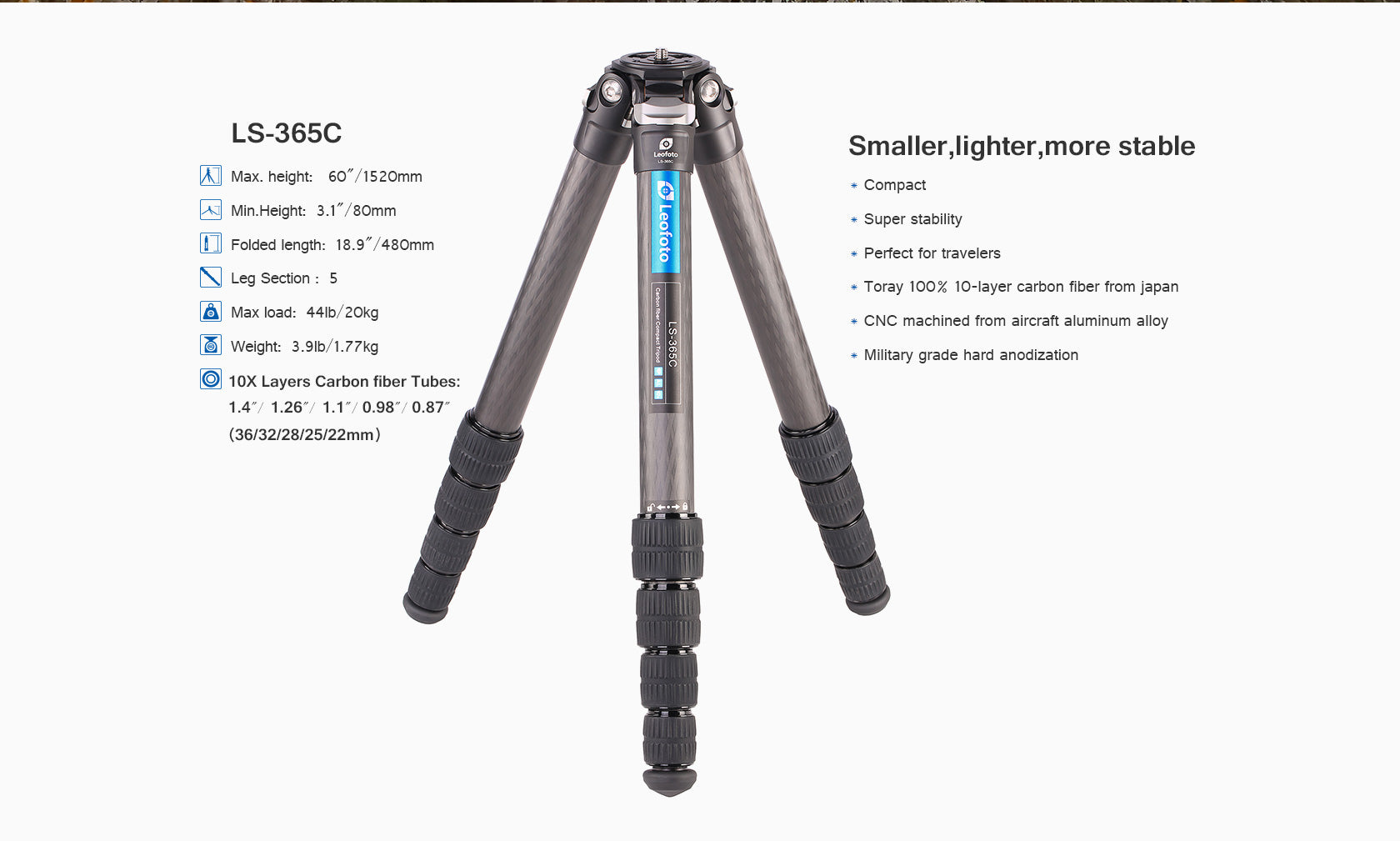 Leofoto Ranger Series Tripod LS-365C + Geared Head G4