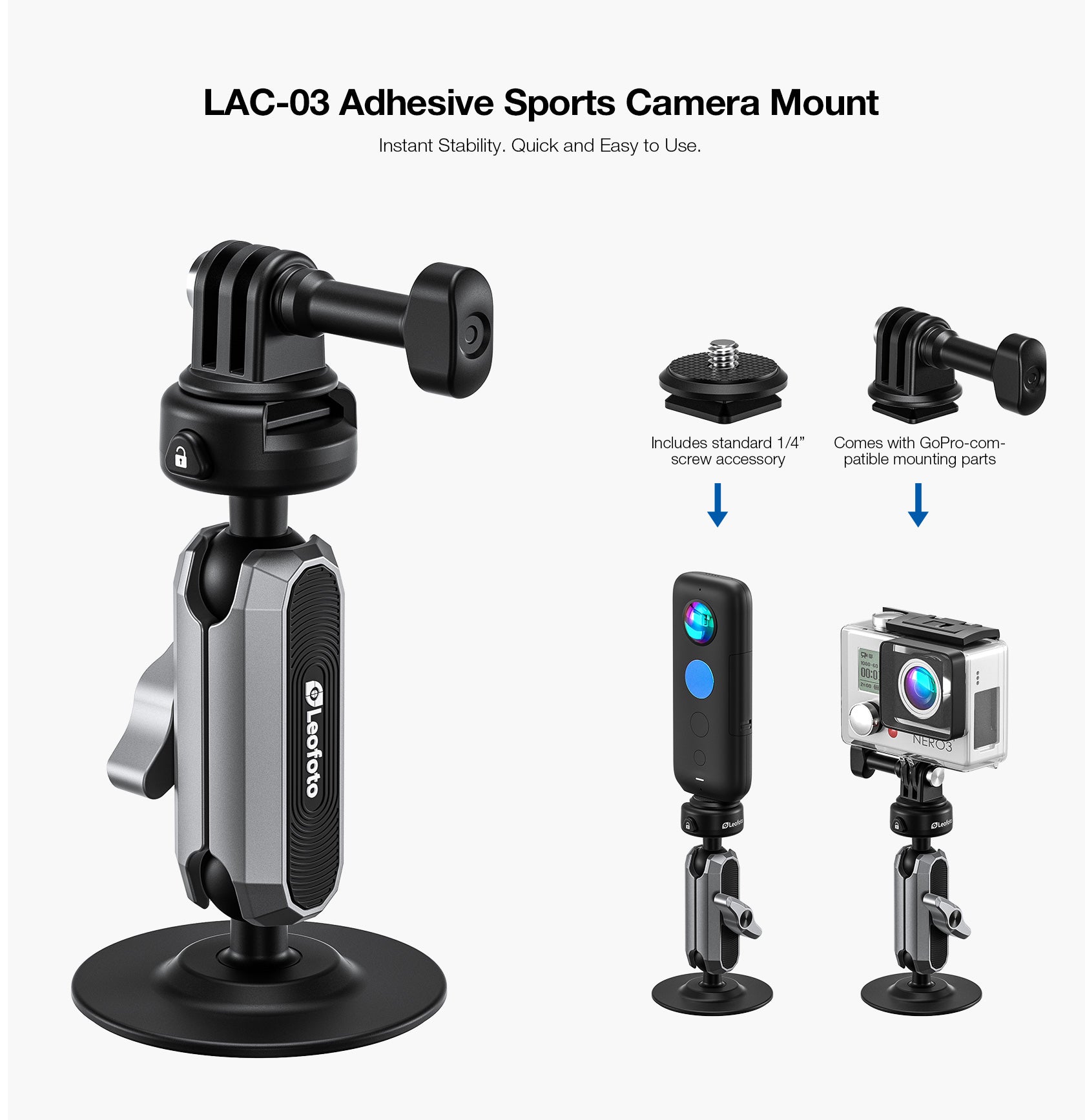 Leofoto LAC-02 Action camera bike mount