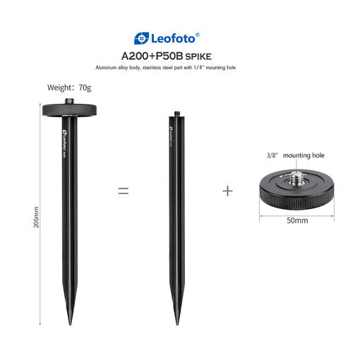 Leofoto A200 Ground Mount Spike with 3/8" Screw