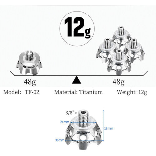 Leofoto Titanium Rock Claw Tripod Feet (Set of 3) Tf-02