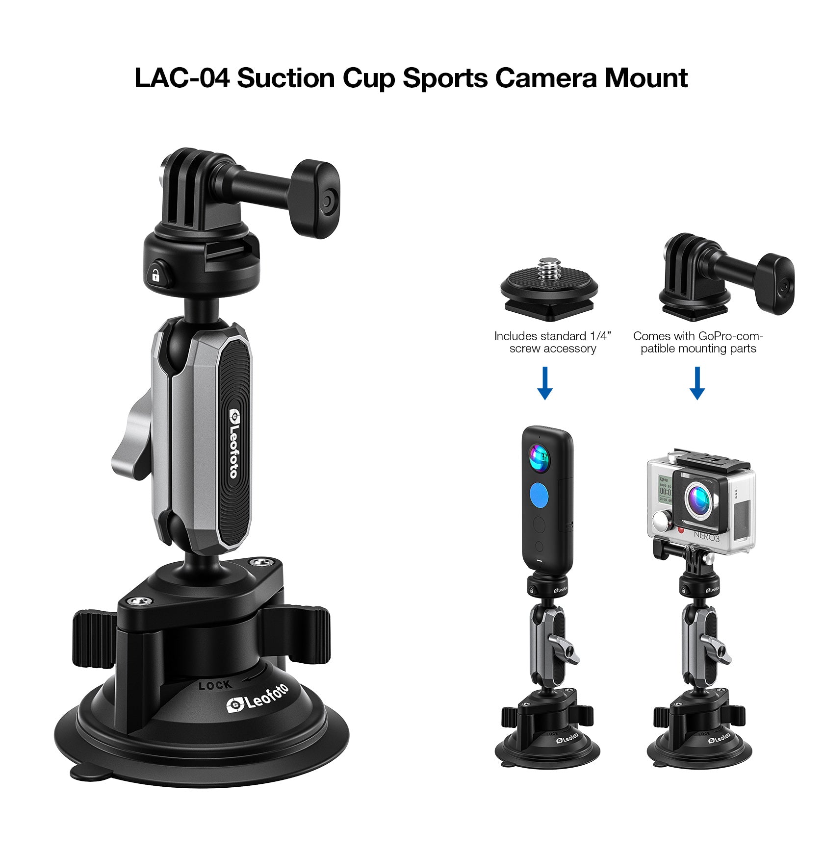 Leofoto Suction Cup Sports Camera Mount - LAC-04
