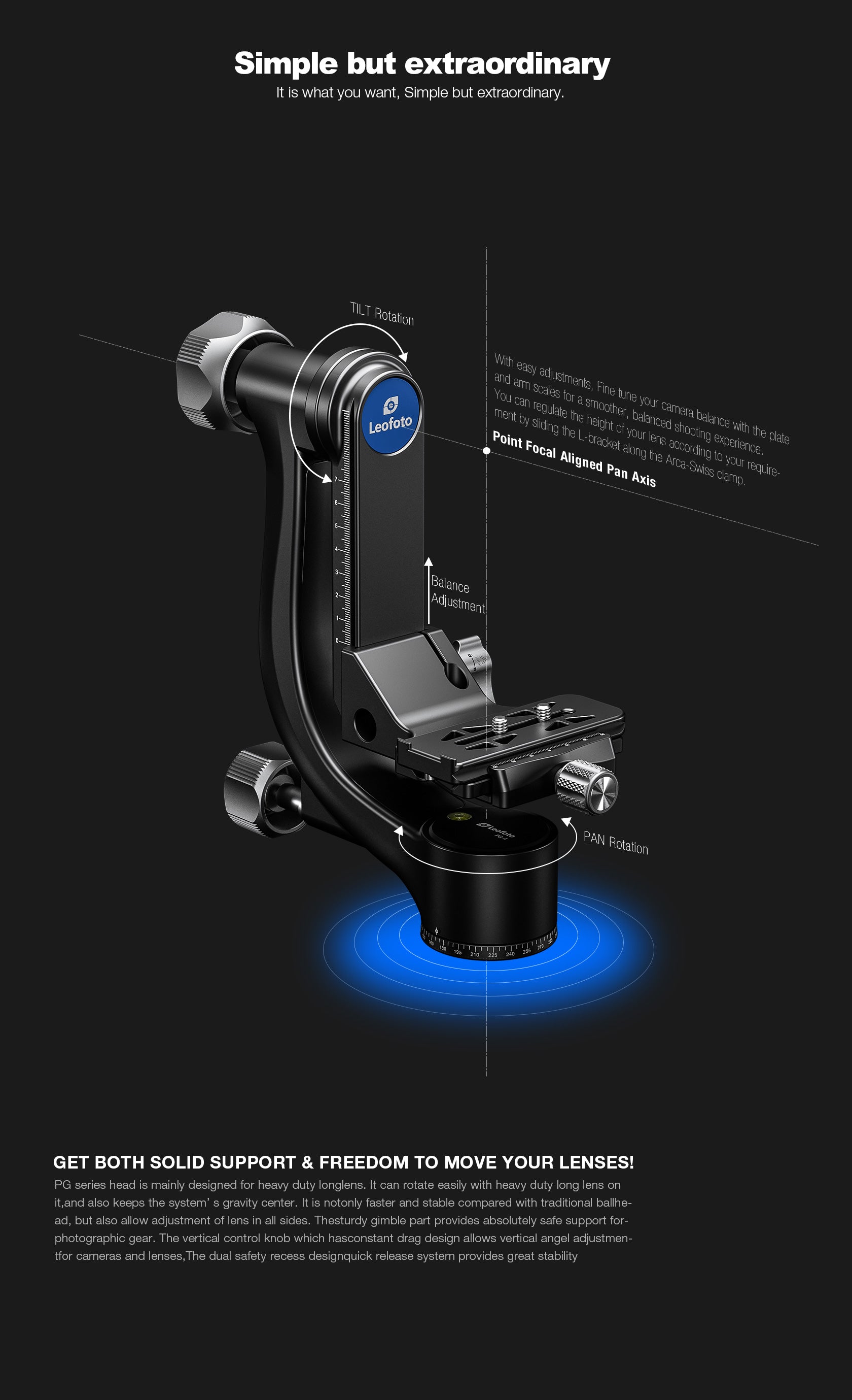 Leofoto Carbon fiber Gimbal Head PG-4
