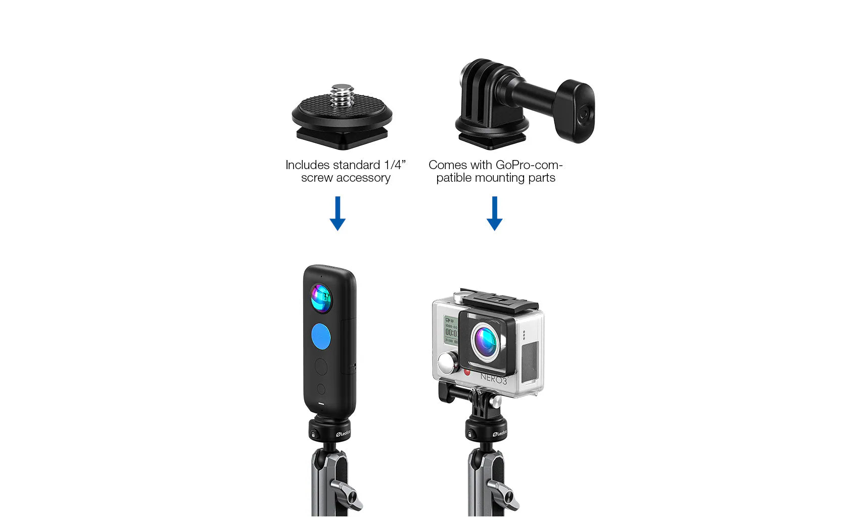 Leofoto  LAC-05 Action Camera with 3 Suction Cup Mount