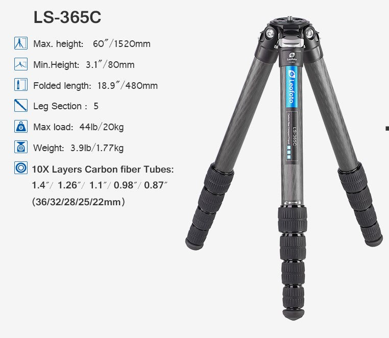 Leofoto Ranger Series Tripod LS-365C Black + PG-1 Camo