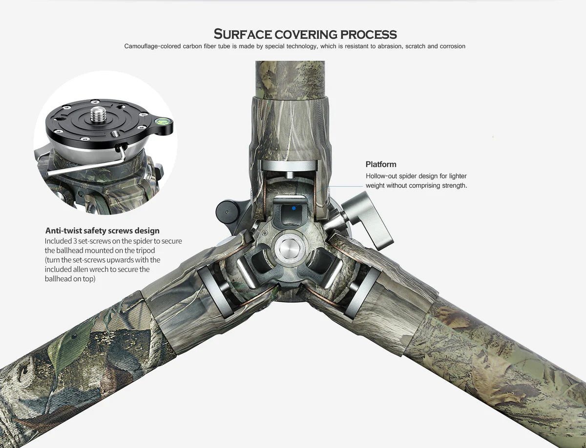 Leofoto LS-365CEX (Full Camo) Ranger Leveling Tripod