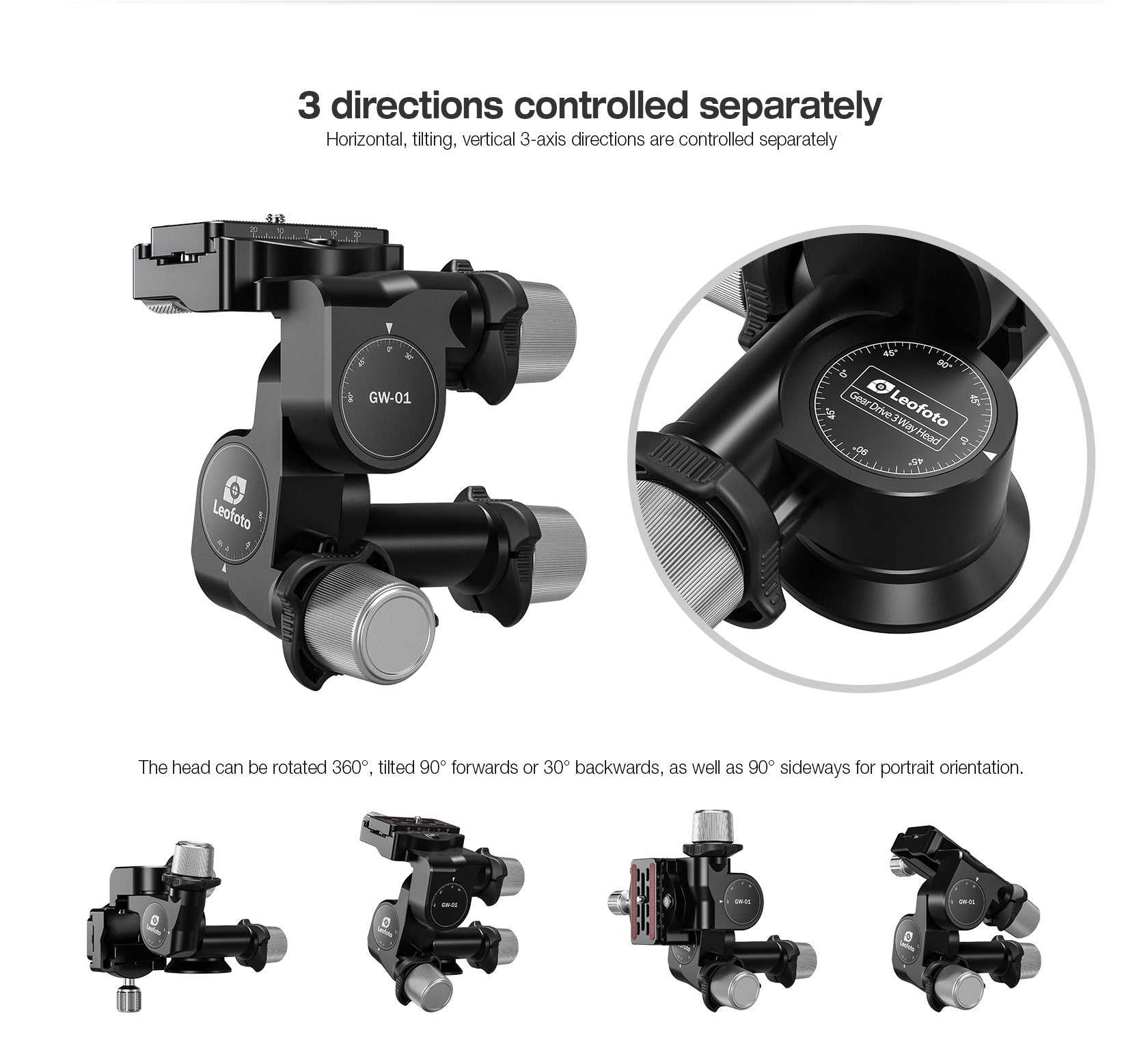 Leofoto 3 way Geared Head-GW-01