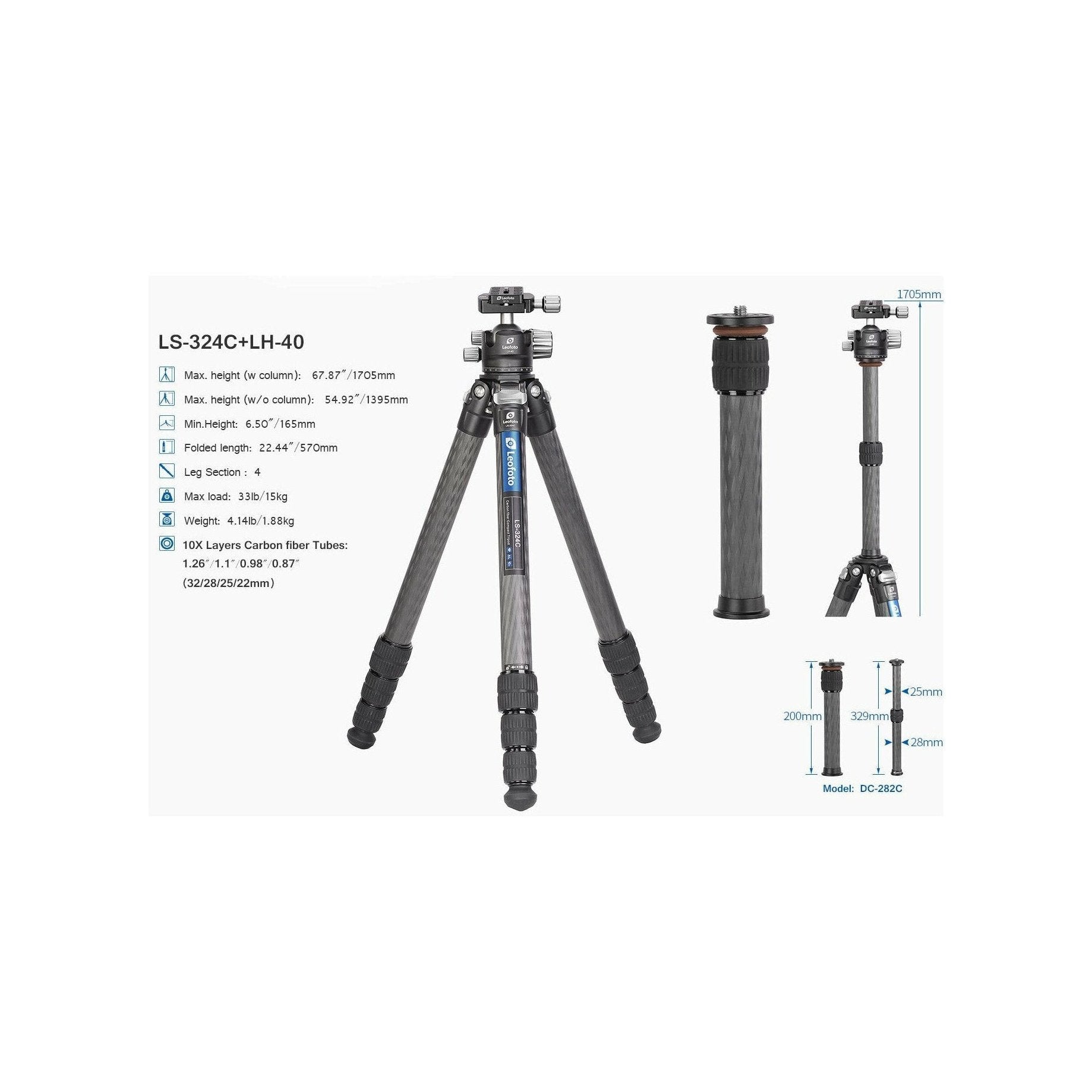 Leofoto LS-324C Ranger Series Tripod and LH-40 ball Head Kit 4S leofoto-india