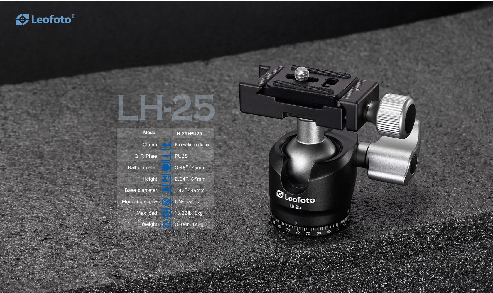 Leofoto Low Height Profile Ball HEAD LH-25