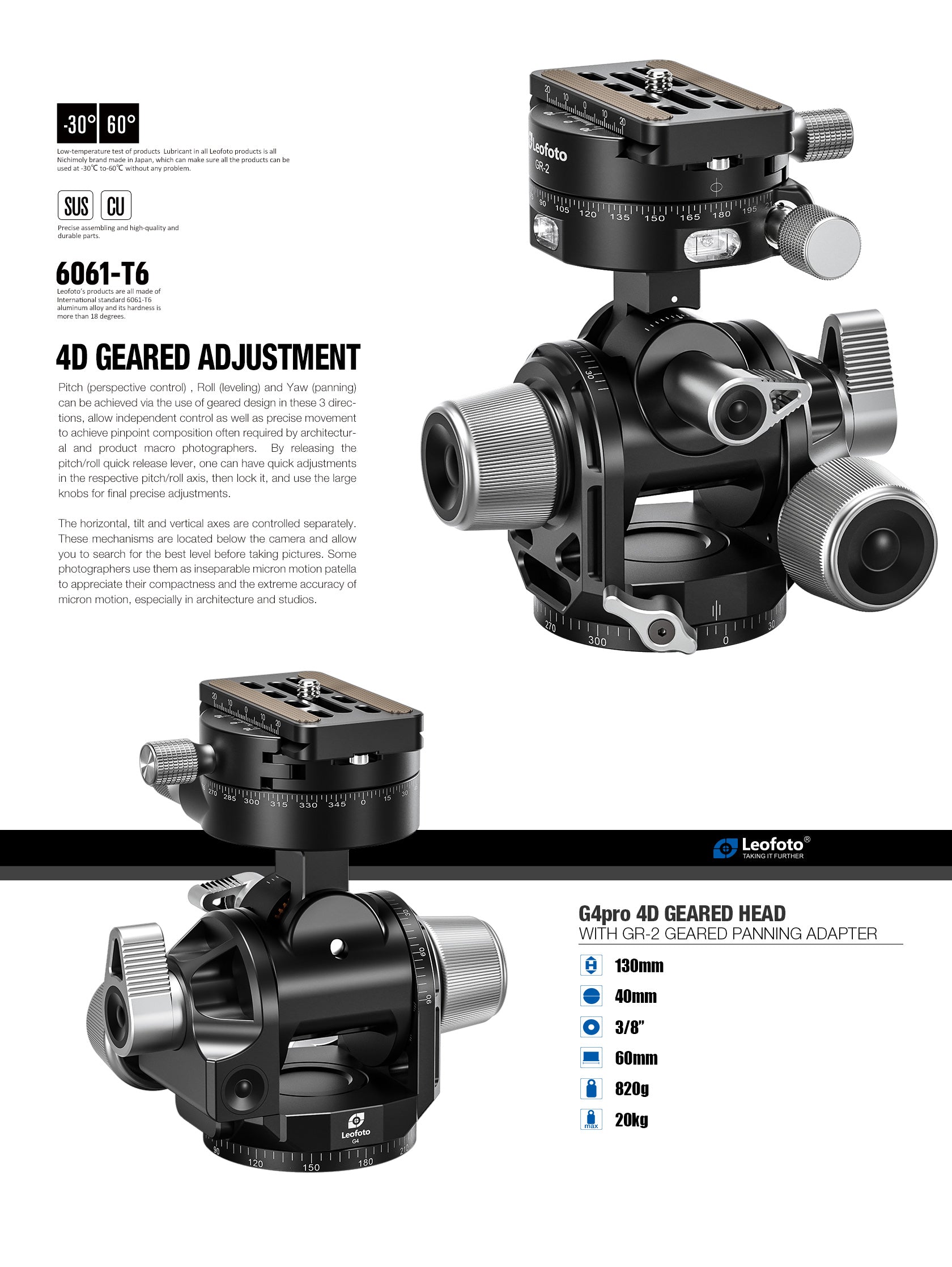 Leofoto Geared Head G4 pro