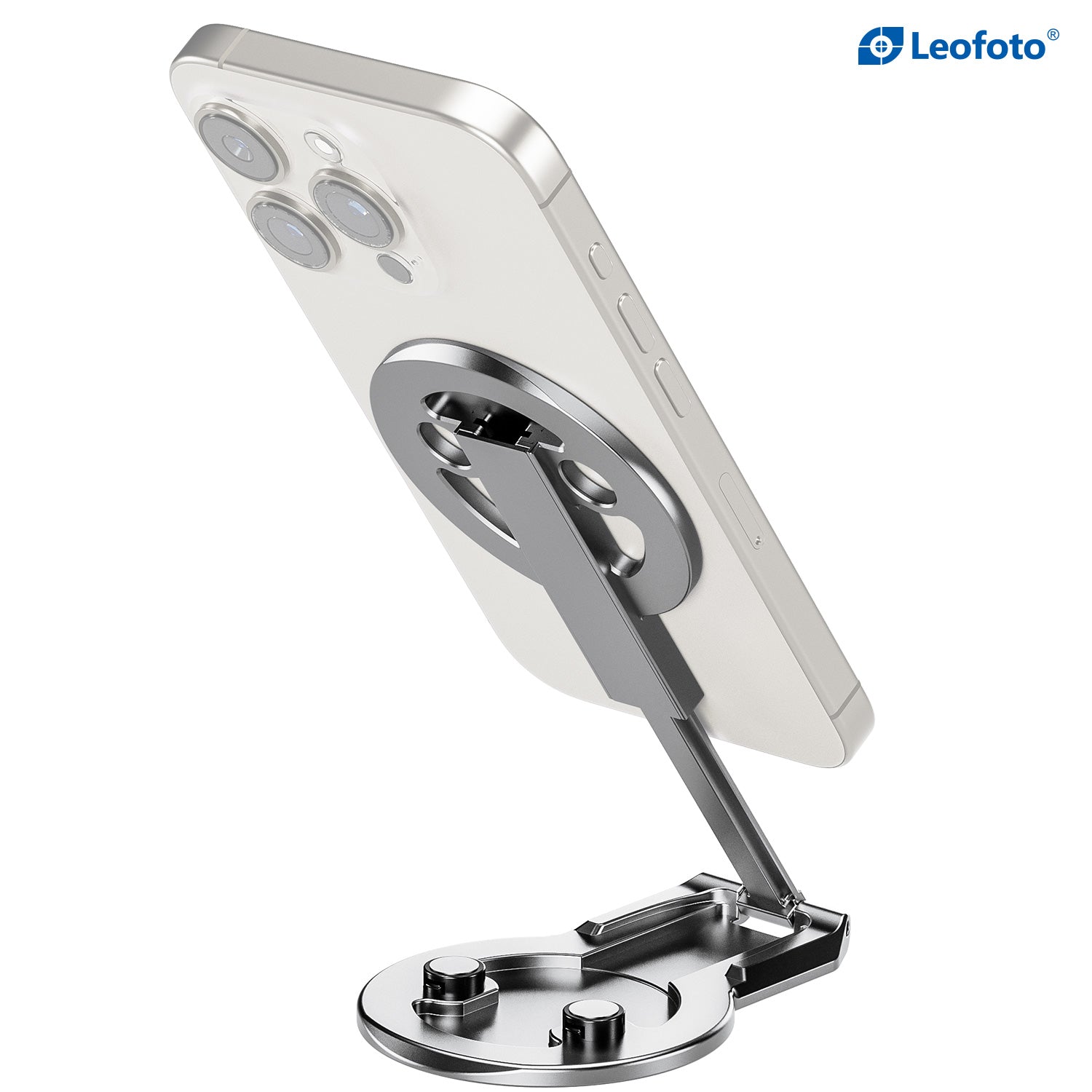 Leofoto PM-05 Dual-Sided Magnetic Foldable Phone Stand - Silver