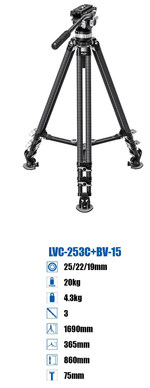 Leofoto Cinema Tripods- LVC-253C+BV-15